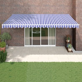 Blue and white automatic retractable awning 5x3 m by vidaXL, Awnings - Ref: Foro24-3154500, Price: 391,99 €, Discount: %