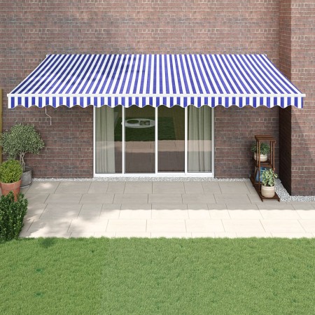 Toldo retráctil automático azul y blanco 5x3 m de vidaXL, Toldos - Ref: Foro24-3154500, Precio: 391,99 €, Descuento: %