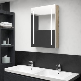 Armario de baño con espejo y LED blanco y roble 50x13x70 cm de vidaXL, Tocadores de baño - Ref: Foro24-326500, Precio: 124,86...