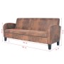 3-Sitzer Sofa aus künstlichem braunem Wildleder von vidaXL, Sofas - Ref: Foro24-245586, Preis: 351,93 €, Rabatt: %