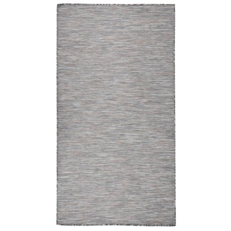 Alfombra de exterior de tejido plano marrón y azul 80x150 cm de vidaXL, Alfombras - Ref: Foro24-340813, Precio: 22,17 €, Desc...