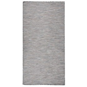 Alfombra de exterior de tejido plano marrón y azul 100x200 cm de vidaXL, Alfombras - Ref: Foro24-340815, Precio: 35,99 €, Des...