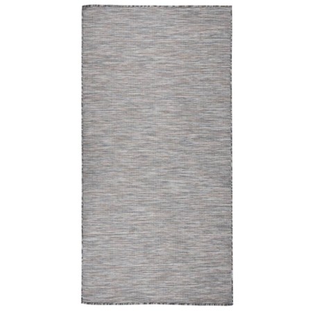 Alfombra de exterior de tejido plano marrón y azul 100x200 cm de vidaXL, Alfombras - Ref: Foro24-340815, Precio: 35,57 €, Des...