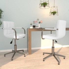 Swivel dining chairs 2 units white synthetic leather by vidaXL, dining chairs - Ref: Foro24-334759, Price: 148,82 €, Discount: %