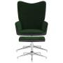 Silla de relajación con taburete terciopelo y PVC verde oscuro de vidaXL, Sillones - Ref: Foro24-327866, Precio: 88,99 €, Des...