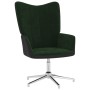 Silla de relajación con taburete terciopelo y PVC verde oscuro de vidaXL, Sillones - Ref: Foro24-327866, Precio: 88,99 €, Des...