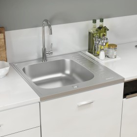 Kitchen sink with stainless steel drainer 600x600x155 mm by vidaXL, Sinks - Ref: Foro24-147231, Price: 101,17 €, Discount: %