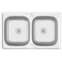 Double bowl stainless steel kitchen sink 800x500x155 mm by vidaXL, Sinks - Ref: Foro24-147234, Price: 115,98 €, Discount: %