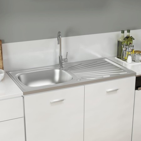 Kitchen sink with stainless steel drainer 1000x500x155 mm by vidaXL, Sinks - Ref: Foro24-147236, Price: 124,87 €, Discount: %