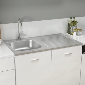 Kitchen sink with stainless steel drainer 1000x600x155 mm by vidaXL, Sinks - Ref: Foro24-147237, Price: 151,71 €, Discount: %