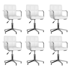 Swivel dining chairs 6 units white synthetic leather by vidaXL, dining chairs - Ref: Foro24-3088082, Price: 427,61 €, Discoun...