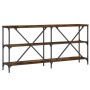 Mesa consola hierro madera ingeniería roble ahumado 160x30x75cm de vidaXL, Mesas auxiliares - Ref: Foro24-832850, Precio: 81,...