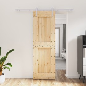 Puerta corredera con herrajes madera maciza de pino 70x210 cm de vidaXL, Puertas - Ref: Foro24-3203012, Precio: 183,97 €, Des...