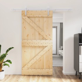 Sliding door with solid pine wood fittings 100x210 cm by vidaXL, Doors - Ref: Foro24-3203025, Price: 255,07 €, Discount: %