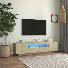 Mueble de TV con luces LED roble Sonoma 160x35x40 cm de vidaXL, Muebles TV - Ref: Foro24-804430, Precio: 116,55 €, Descuento: %