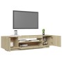 TV cabinet with LED lights Sonoma oak 160x35x40 cm by vidaXL, TV Furniture - Ref: Foro24-804430, Price: 106,44 €, Discount: %