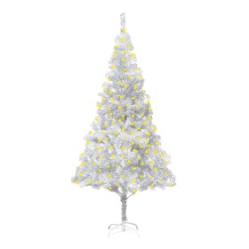 Árbol Navidad artificial con LEDs y soporte PET plateado 180 cm de vidaXL, Arboles de navidad - Ref: Foro24-3077438, Precio: ...