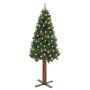 Schmaler Weihnachtsbaum LED Echtholz und Tannenzapfen grün 210 cm von vidaXL, Weihnachtsbäume - Ref: Foro24-3077761, Preis: 8...