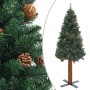 Schmaler Weihnachtsbaum LED Echtholz und Tannenzapfen grün 210 cm von vidaXL, Weihnachtsbäume - Ref: Foro24-3077761, Preis: 8...