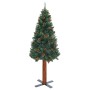 Schmaler Weihnachtsbaum LED Echtholz und Tannenzapfen grün 210 cm von vidaXL, Weihnachtsbäume - Ref: Foro24-3077761, Preis: 8...