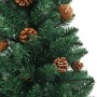 Schmaler Weihnachtsbaum LED Echtholz und Tannenzapfen grün 210 cm von vidaXL, Weihnachtsbäume - Ref: Foro24-3077761, Preis: 8...