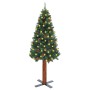 Slim Christmas tree with LEDs, wood and pine cones green 150 cm by vidaXL, Christmas trees - Ref: Foro24-3077759, Price: 55,3...