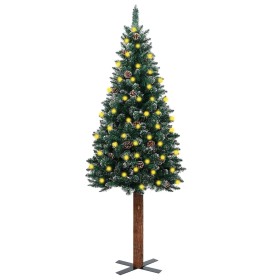 Slim Christmas tree real wood and green snow 150 cm by vidaXL, Christmas trees - Ref: Foro24-3077762, Price: 58,98 €, Discoun...