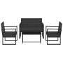 Garden set with cushions 4 pieces black synthetic rattan by vidaXL, Outdoor sofas - Ref: Foro24-319199, Price: 215,31 €, Disc...