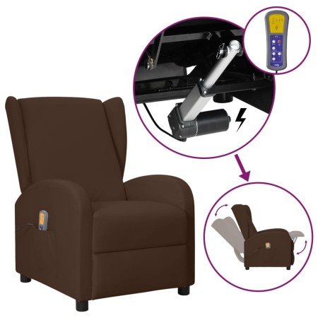 Liftable brown synthetic leather massage wing chair by vidaXL, Electric massage chairs - Ref: Foro24-3098252, Price: 247,99 €...