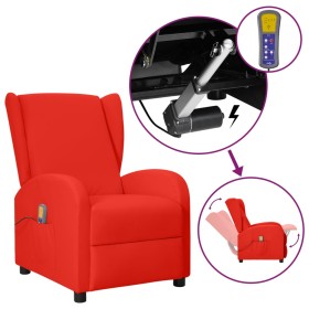 Sillón orejero elevable de masaje cuero sintético rojo de vidaXL, Sillones de masaje eléctricos - Ref: Foro24-3098255, Precio...