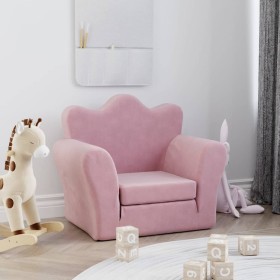 Sofá cama para niños felpa suave rosa de vidaXL, Mobiliario para bebés y niños pequeños - Ref: Foro24-341874, Precio: 43,99 €...