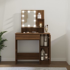 Dressing table with LED brown oak 86.5x35x136 cm by vidaXL, Bedroom Dressers - Ref: Foro24-820486, Price: 104,54 €, Discount: %