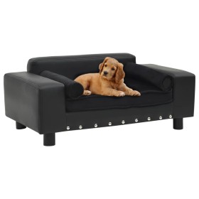 Black plush and synthetic leather dog sofa 81x43x31 cm by vidaXL, Beds for dogs - Ref: Foro24-170954, Price: 85,91 €, Discoun...