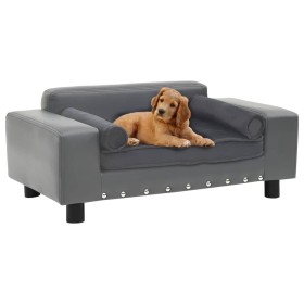 Graues Hundesofa aus Plüsch und Kunstleder, 81 x 43 x 31 cm von vidaXL, Betten für Hunde - Ref: Foro24-170953, Preis: 86,99 €...