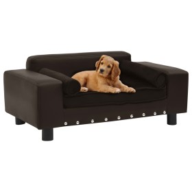 Hundesofa aus Plüsch und braunem Kunstleder, 81 x 43 x 31 cm von vidaXL, Betten für Hunde - Ref: Foro24-170955, Preis: 81,99 ...