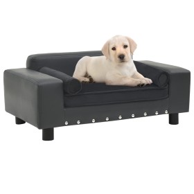 Dark gray plush and synthetic leather dog sofa 81x43x31cm by vidaXL, Beds for dogs - Ref: Foro24-171044, Price: 83,99 €, Disc...