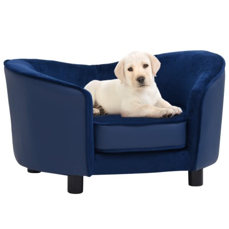 Hundesofa aus Plüsch und Kunstleder, blau, 69 x 49 x 40 cm von vidaXL, Betten für Hunde - Ref: Foro24-171034, Preis: 93,19 €,...