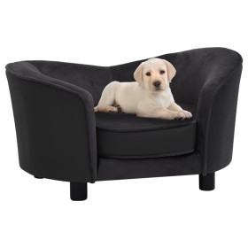 Plush and black synthetic leather dog sofa 69x49x40 cm by vidaXL, Beds for dogs - Ref: Foro24-171032, Price: 94,54 €, Discoun...