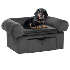 Sofá para perros con cajón felpa gris oscuro 75x50x38 cm de vidaXL, Camas para perros - Ref: Foro24-171079, Precio: 96,90 €, ...