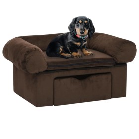 Dog sofa with brown plush drawer 75x50x38 cm by vidaXL, Beds for dogs - Ref: Foro24-171077, Price: 96,90 €, Discount: %