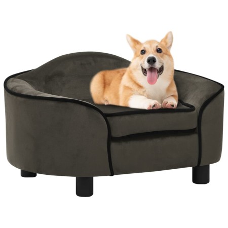 Dark gray plush dog sofa 67x47x36 cm by vidaXL, Beds for dogs - Ref: Foro24-171087, Price: 91,83 €, Discount: %