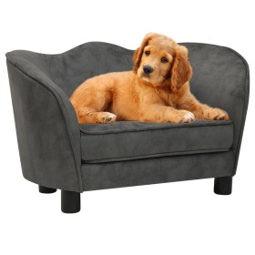 Dark gray plush dog sofa 66x43x40 cm by vidaXL, Beds for dogs - Ref: Foro24-171127, Price: 89,99 €, Discount: %