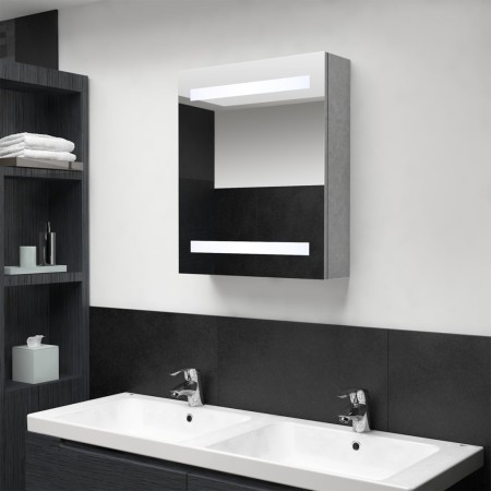 Armario de baño con espejo LED gris hormigón 50x14x60 cm de vidaXL, Tocadores de baño - Ref: Foro24-326479, Precio: 112,35 €,...