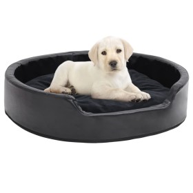 Black plush and synthetic leather dog bed 79x70x19 cm by vidaXL, Beds for dogs - Ref: Foro24-171262, Price: 56,68 €, Discount: %