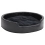 Black plush and synthetic leather dog bed 79x70x19 cm by vidaXL, Beds for dogs - Ref: Foro24-171262, Price: 56,99 €, Discount: %