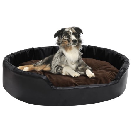 Cama de perros felpa y cuero sintético negro marrón 90x79x20 cm de vidaXL, Camas para perros - Ref: Foro24-171259, Precio: 51...