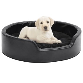 Black plush and synthetic leather dog bed 69x59x19 cm by vidaXL, Beds for dogs - Ref: Foro24-171261, Price: 48,09 €, Discount: %