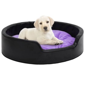 Cama perros felpa y cuero sintético negro morado 99x89x21 cm de vidaXL, Camas para perros - Ref: Foro24-171280, Precio: 67,99...