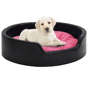 Black and pink plush and synthetic leather dog bed 99x89x21 cm by vidaXL, Beds for dogs - Ref: Foro24-171276, Price: 63,99 €,...