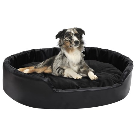 Black plush and synthetic leather dog bed 90x79x20 cm by vidaXL, Beds for dogs - Ref: Foro24-171263, Price: 66,85 €, Discount: %